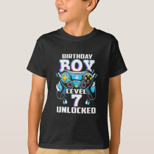 Level 7 Unlocked Video Game 7th Birthday Gamer Boy T-Shirt