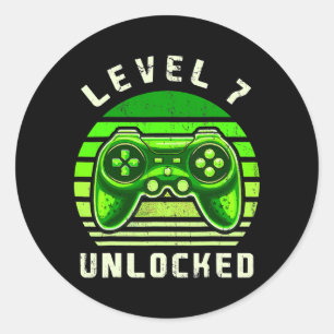 Level 7 Unlocked Video Game 7th Birthday Gamer Classic Round Sticker