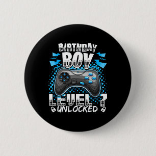 Level 7 Unlocked Video Game 7th Birthday Gamer Gif 6 Cm Round Badge