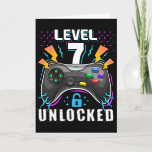 Level 7 Unlocked Video Game 7th Birthday Gamer Gif Card