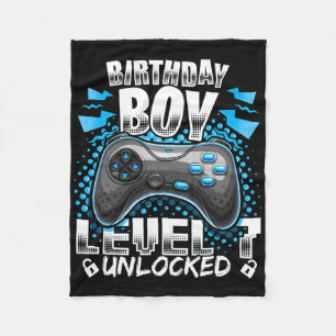 Level 7 Unlocked Video Game 7th Birthday Gamer Gif Fleece Blanket