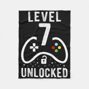 Level 7 Unlocked Video Game 7th Birthday Gift Fleece Blanket