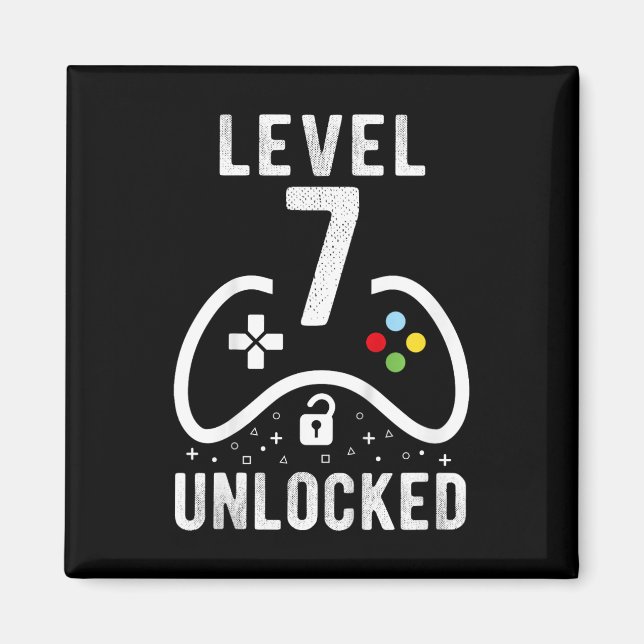 Level 7 Unlocked Video Game 7th Birthday Gift  Magnet (Front)