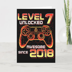 Level 7 Unlocked Video Game Party 7th Birthday Gam Card
