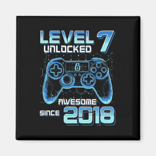 Level 7 Unlocked Video Game Party 7th Birthday Gam Magnet