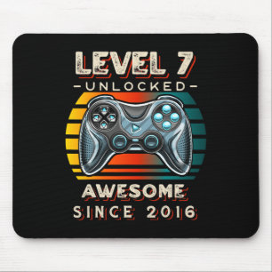 Level 7 Unlocked Video Game Seven 7th Birthday 7 Y Mouse Pad