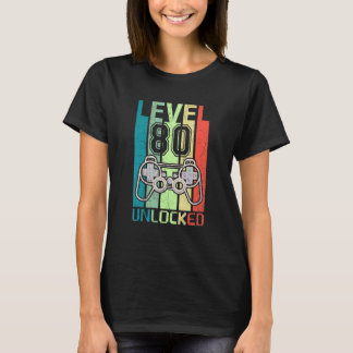 Level 80 Unlocked Video Gamer 80th Birthday Tee