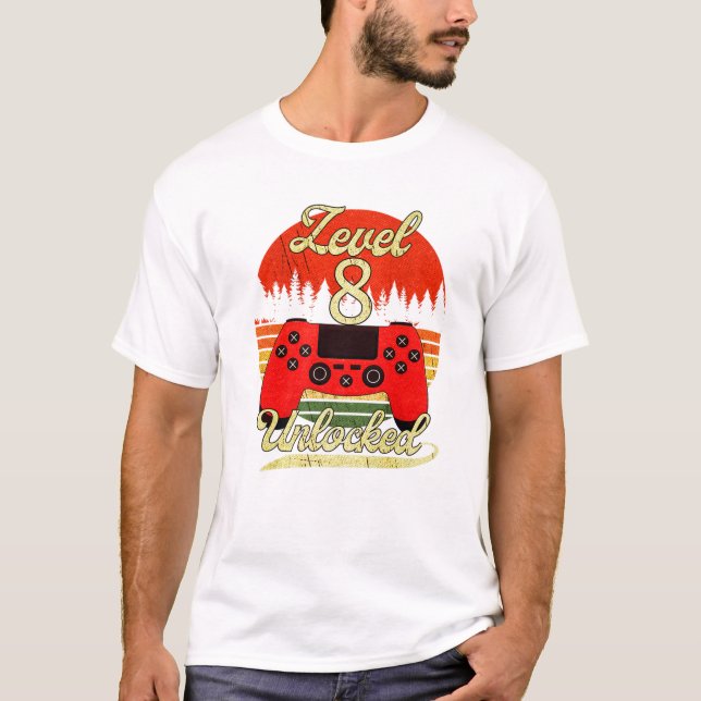 Level 8 Boys Girls Bday Video  T-Shirt (Front)