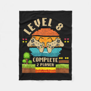 Level 8 Complete 8 Years Anniversary Video Game Gi Fleece Blanket