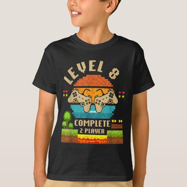 Level 8 Complete 8 Years Anniversary Video Game Gi T-Shirt (Front)