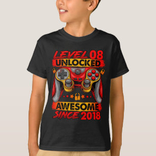 Level 8 Unlocked 8 Year Old Boys 8th Birthday Boy T-Shirt