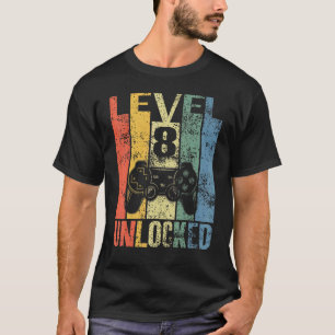 Level 8 Unlocked 8th Birthday  For Video Gamers T-Shirt