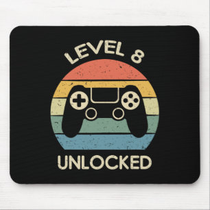 Level 8 Unlocked 8th Gaming Birthday Gift Video Ga Mouse Pad