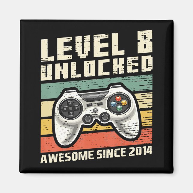 Level 8 Unlocked Awesome 2014 Video Game 8th Birth Magnet (Front)