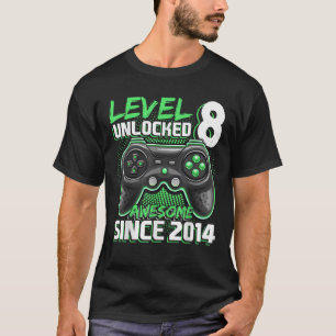 Level 8 Unlocked Awesome 2014 Video Game 8th Birth T-Shirt