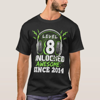 Level 8 Unlocked Awesome 2014 Video Game 8th Birth T-Shirt