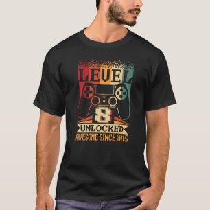 Level 8 Unlocked Awesome 2015 Gamer Boy 8th Birthd T-Shirt