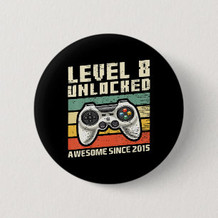 Level 8 Unlocked Awesome 2015 Video Game 8th Birth 6 Cm Round Badge