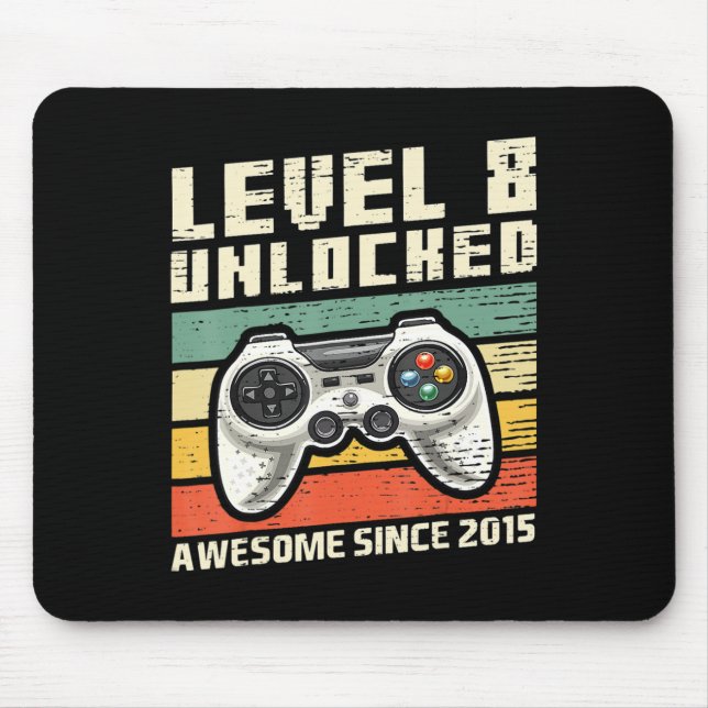 Level 8 Unlocked Awesome 2015 Video Game 8th Birth Mouse Pad (Front)