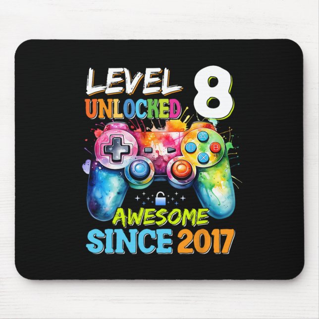 Level 8 Unlocked Awesome 2017 Video Games Birthday Mouse Pad (Front)
