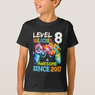 Level 8 Unlocked Awesome 2017 Video Games Birthday T-Shirt