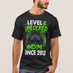 Level 8 Unlocked Awesome Since 2013 8th Birthday G T-Shirt