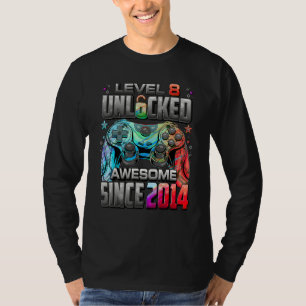 Level 8 Unlocked Awesome Since 2014 8th Birthday G T-Shirt