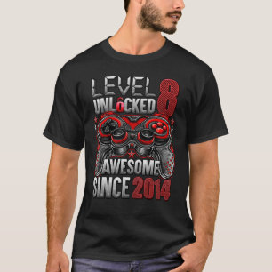 Level 8 Unlocked Awesome Since 2014 8th Birthday T-Shirt