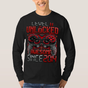Level 8 Unlocked Awesome Since 2014 8th Birthday   T-Shirt