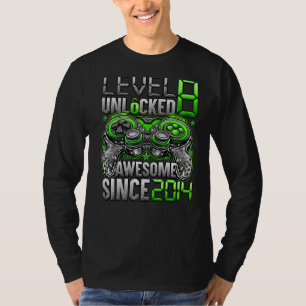Level 8 Unlocked Awesome Since 2014 8th Birthday T-Shirt