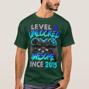 Level 8 Unlocked Awesome Since 2015 8th Birthday G T-Shirt