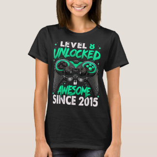 Level 8 Unlocked Awesome Since 2015 8th Birthday G T-Shirt