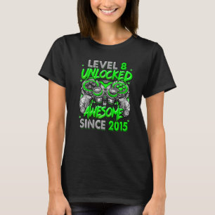 Level 8 Unlocked Awesome Since 2015 8th Birthday G T-Shirt