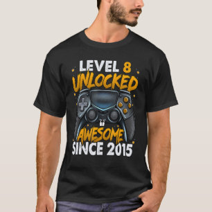 Level 8 Unlocked Awesome Since 2015 8th Birthday G T-Shirt