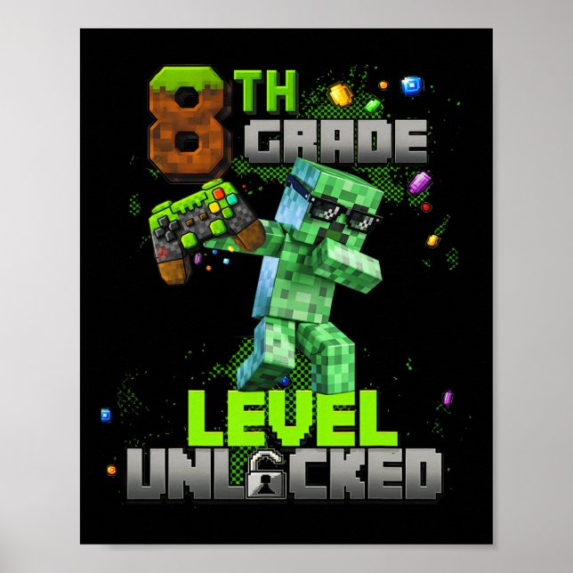 Level 8 Unlocked Awesome Since 2017 Birthday Boy P Poster (Front)