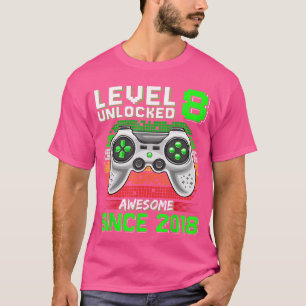 Level 8 Unlocked Awesome Since 2018 Video Gamer 8t T-Shirt