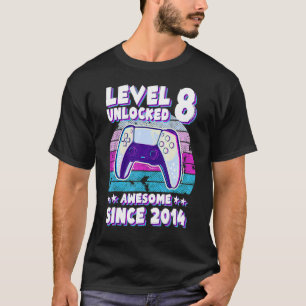 Level 8 Unlocked BDay Gamer Boy Girl 8 Years Old B T-Shirt