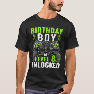 Level 8 Unlocked Birthday Boy 8 Year Old Boys Gami T-Shirt