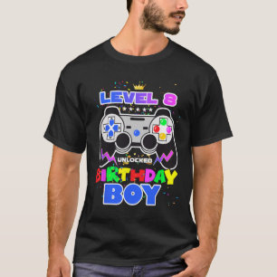 Level 8 Unlocked Birthday Boy Video Game 8th Birth T-Shirt