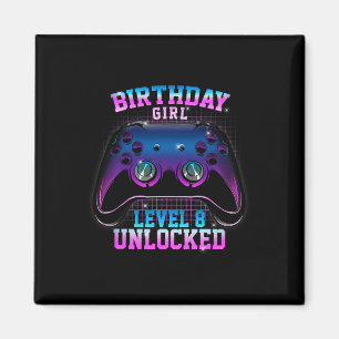 Level 8 Unlocked Cute Video Game 8th Birthday Gami Magnet