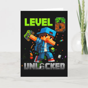 Level 8 Unlocked Funy Birthday Boy Pixel Gamer 8th Card