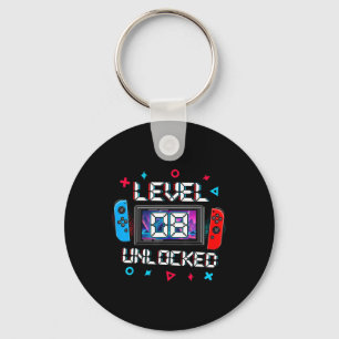 Level 8 Unlocked Gamer 8th Birthday Gift Video Gam Key Ring