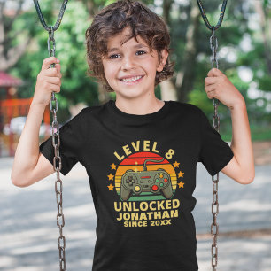Level 8 Unlocked Gamer Boy Birthday T-Shirt