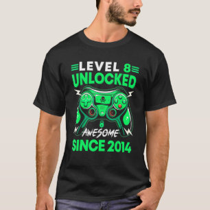Level 8 Unlocked Gamer Gaming 8 Years Old 8 Birthd T-Shirt