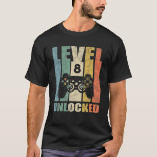 Level 8 Unlocked Video Game 8Th Birthday 8 Year Ol T-Shirt