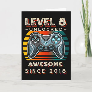 Level 8 Unlocked Video Game 8th Birthday 8 Yr Old  Card