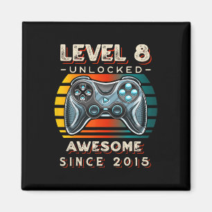 Level 8 Unlocked Video Game 8th Birthday 8 Yr Old Magnet