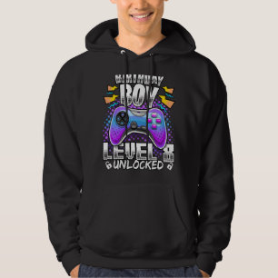 Level 8 Unlocked Video Game 8th Birthday Gamer Boy Hoodie