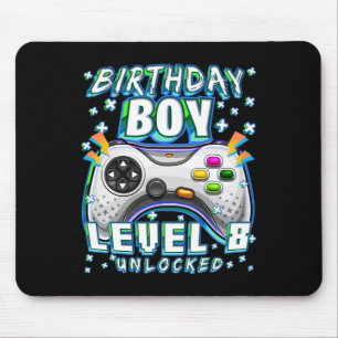 Level 8 Unlocked Video Game 8th Birthday Gamer Boy Mouse Pad