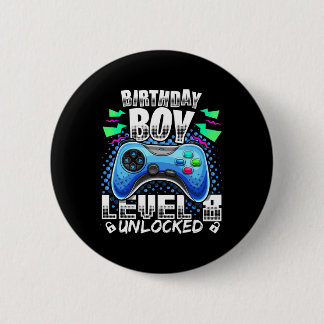 Level 8 Unlocked Video Game 8th Birthday Gamer Gif 6 Cm Round Badge
